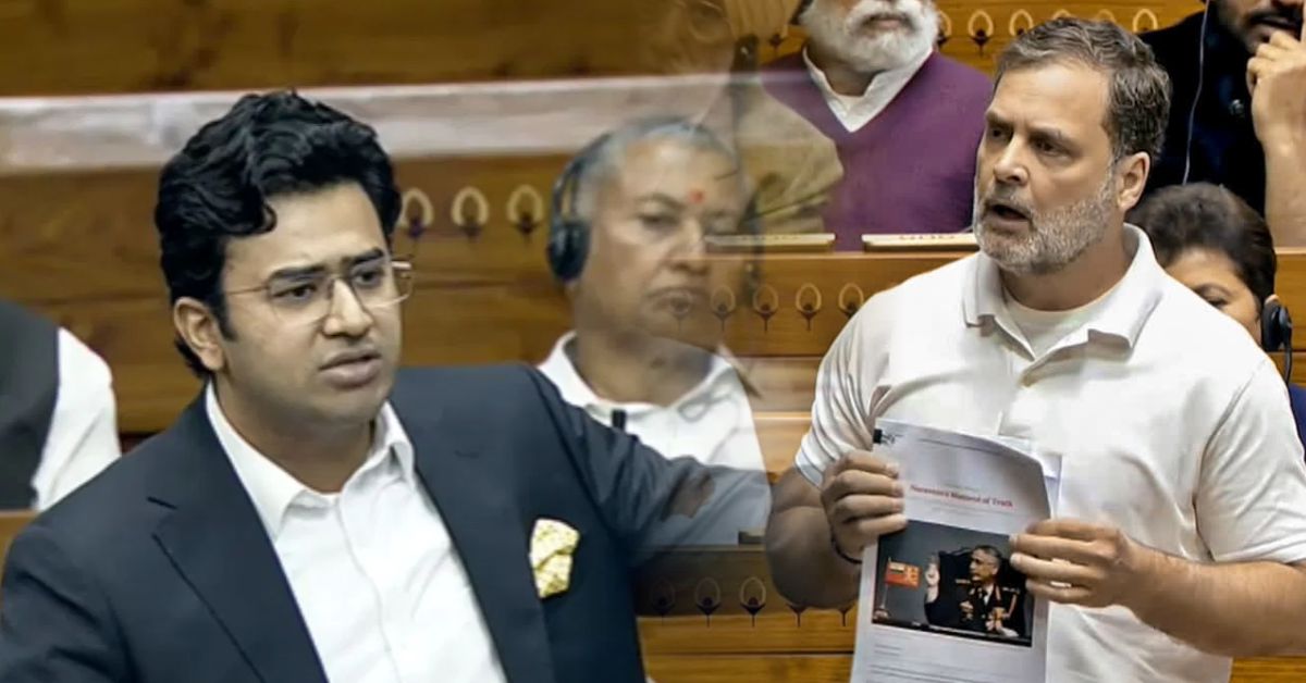 लोकसभा हंगामा: तेजस्वी सूर्या के बयान से भड़के राहुल गांधी, पूर्व सेना प्रमुख नरवणे के जिक्र पर राजनीति गरमाई