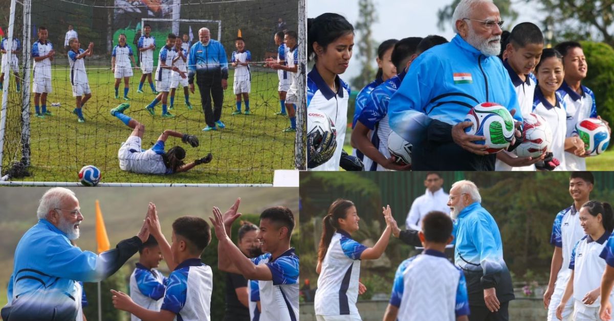 सिक्किम में बच्चों संग फुटबॉल खेलते नजर आए PM मोदी, 4000 करोड़ की विकास परियोजनाओं का अनावरण