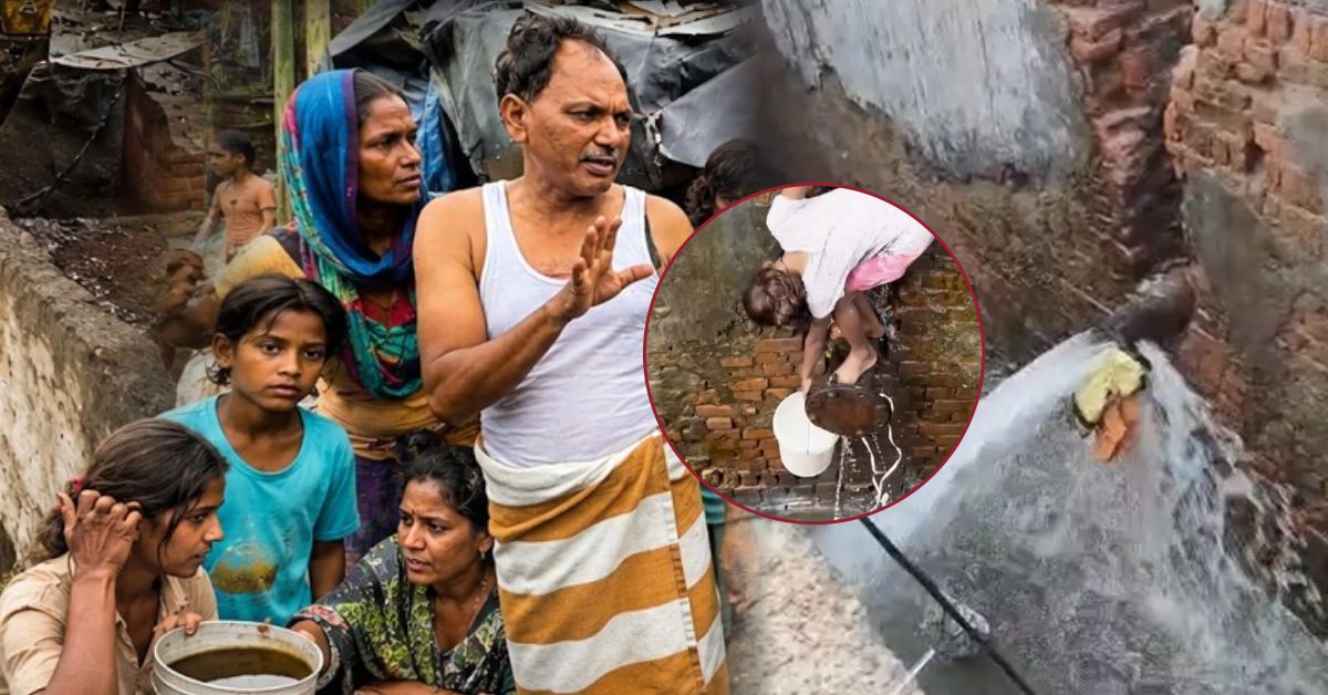 पानी के लिए नाले में उतर रहे बच्चे, नोएडा सेक्टर-78 की बस्ती में 400 परिवार परेशान