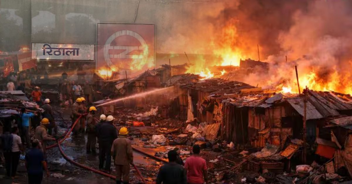 दिल्ली के रिठाला में भीषण आग: 50+ झुग्गियां जलीं, एक लड़की की मौत, दमकल विभाग की बड़ी कार्रवाई