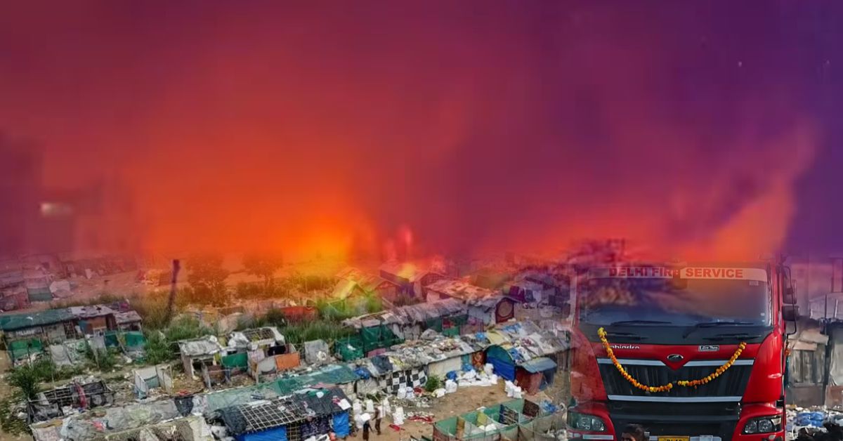 दिल्ली के उत्तम नगर में भीषण आग: मटियाला मछली मार्केट के पास 400 झुग्गियां जलकर राख