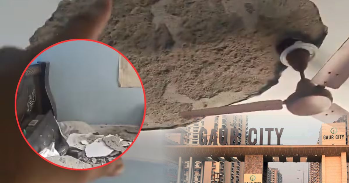 ग्रेटर नोएडा की गौर सिटी में गिरा प्लास्टर, हादसे ने उठाए बिल्डिंग सुरक्षा पर बड़े सवाल