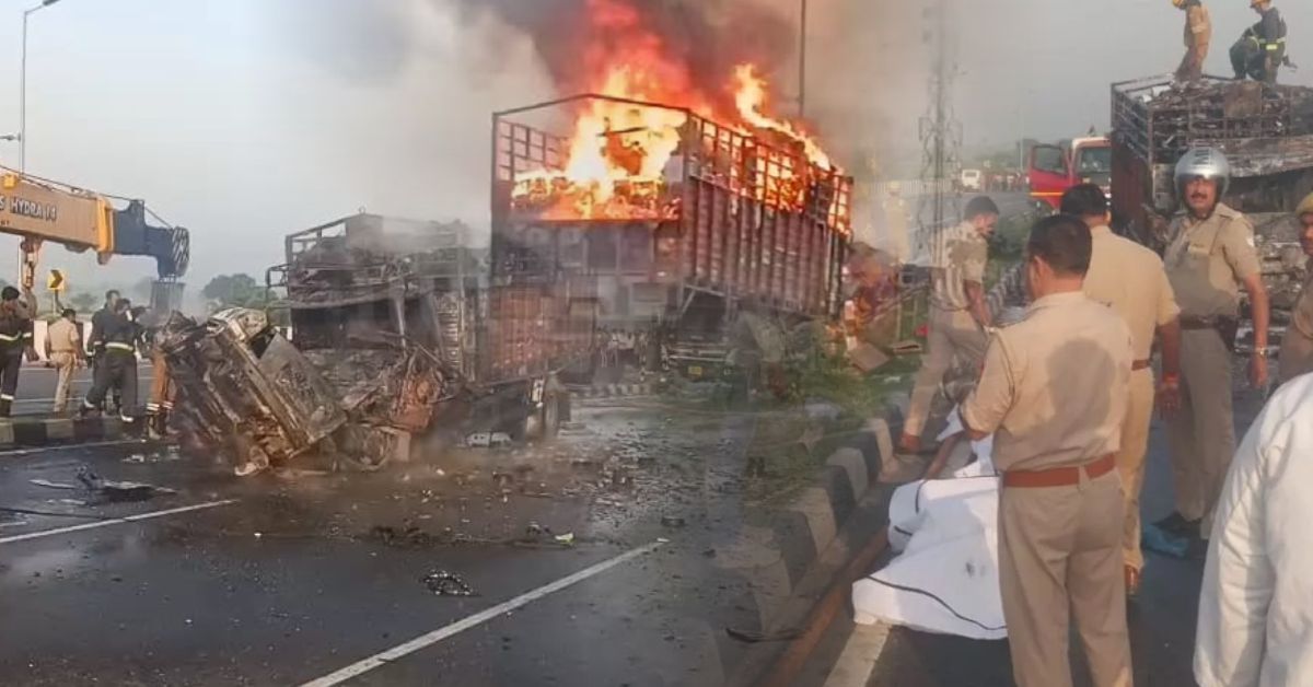  अलीगढ़ में जीटी रोड पर भयानक हादसा: कार और कैंटर टकराए, 4 जिंदा जलकर मौत