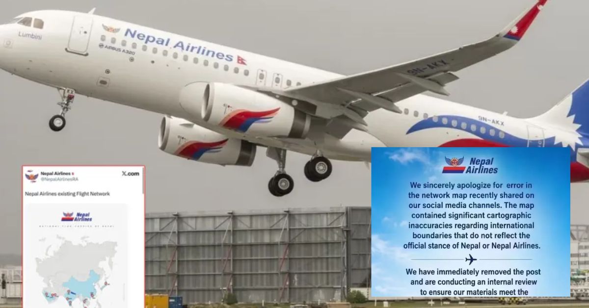 नेपाल एयरलाइंस ने भारत का गलत नक्शा दिखाया, जम्मू-कश्मीर और लद्दाख को पाकिस्तान में दिखाने पर माफी; पोस्ट हटाकर शुरू की आंतरिक समीक्षा