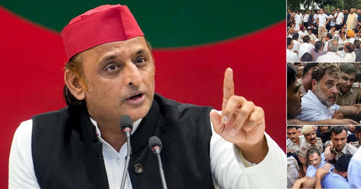 अखिलेश यादव ने राहुल गांधी संग साझा की धरने की तस्वीरें, हिरासत पर लिखा- &lsquo;हौसलों को कैद नहीं किया जा सकता&rsquo;