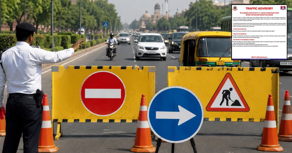 दिल्ली ट्रैफिक एडवाइजरी: एक महीने बंद रहेगा स्वामी नारायण मार्ग, जानिए नया रूट प्लान